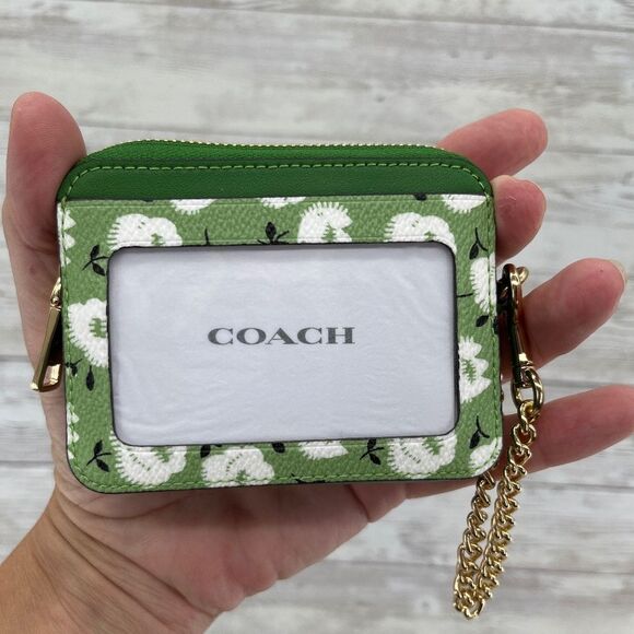 Coach Zip Card Case With Floral Print Wallet Bag Purse - Picture 2 of 6